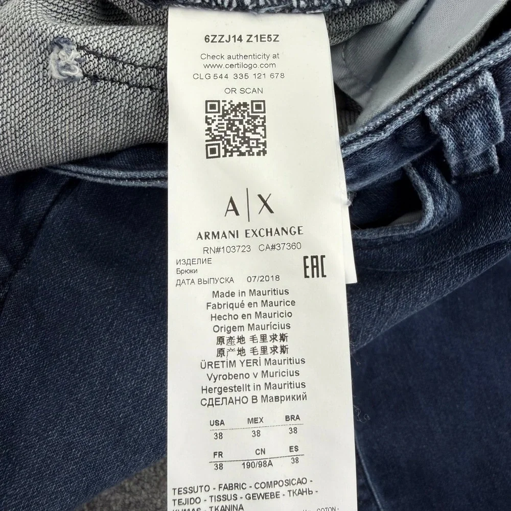 Armani‎ Exchange Jeans Mens 38 (Fits 39x31) Dark Blue J14 Skinny Stretch